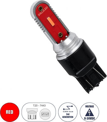 GloboStar Lampen Auto T20 Canbus LED Rot 12V 15W 1Stück