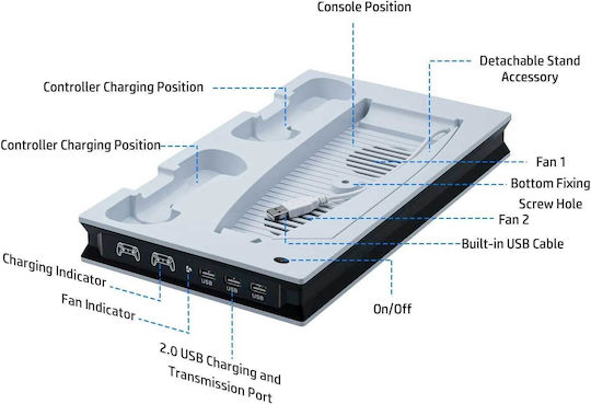 MT-050078 Cooling Base for PS5 in White Colour
