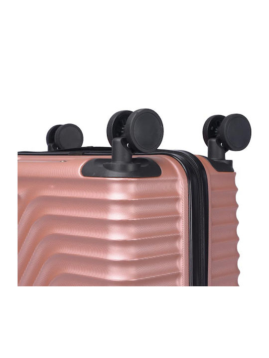 Amber Reisekoffer Hartschalen Pink/Gold mit 4 Räder Set 3Stück AM1013/3-RG