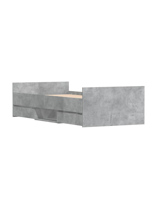 Bett Einzelbett Holz Gray mit Latten für Matratze 100x200cm