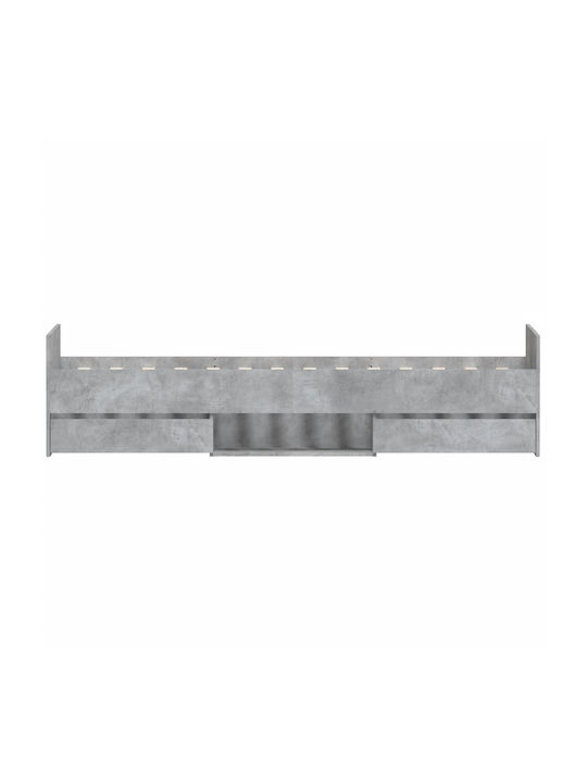 Bett Einzelbett Holz Gray mit Latten für Matratze 100x200cm