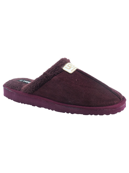 Sabina Men's Slippers with Fur Burgundy