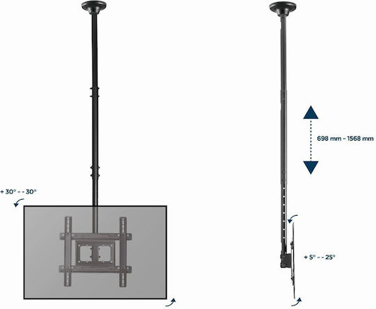 Gembird CM-70ST-01 Βάση Τηλεόρασης Οροφής έως 70" και 50kg Μαύρο