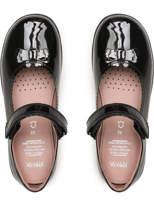 Kids Patent Leather Ballerinas J Naimara with Hoop & Loop Closure Black
