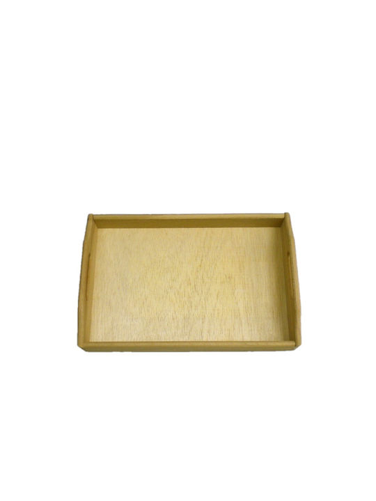 Wooden Rectangular Serving Tray with Handles in Brown Color 1pcs
