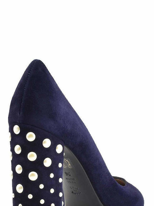 Enzo Di Martino Leather Navy Blue High Heels