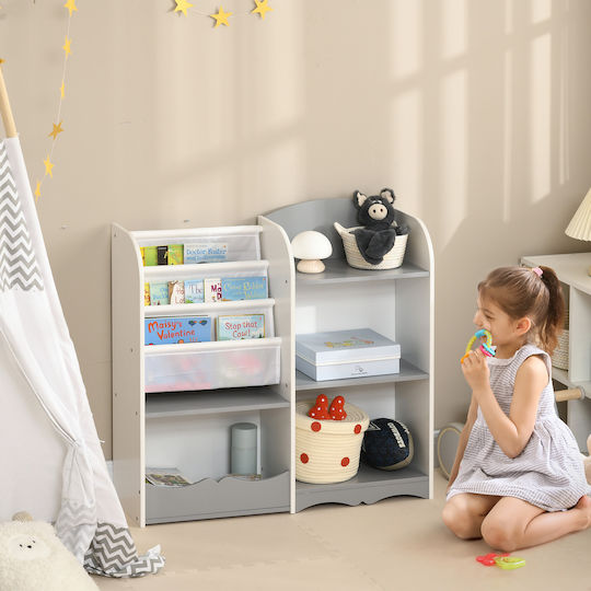 Kids Wooden Bookcase Gray 85x26x84cm