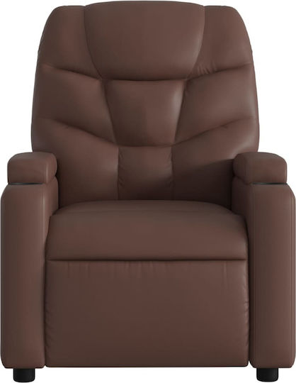 Πολυθρόνα Relax Massage με Υποπόδιο από Δερματίνη Καφέ 74x89x100cm