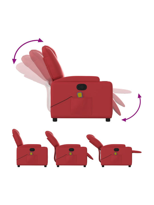 Relax Armchair Massage with Footstool from Leatherette Red 74x89x100cm