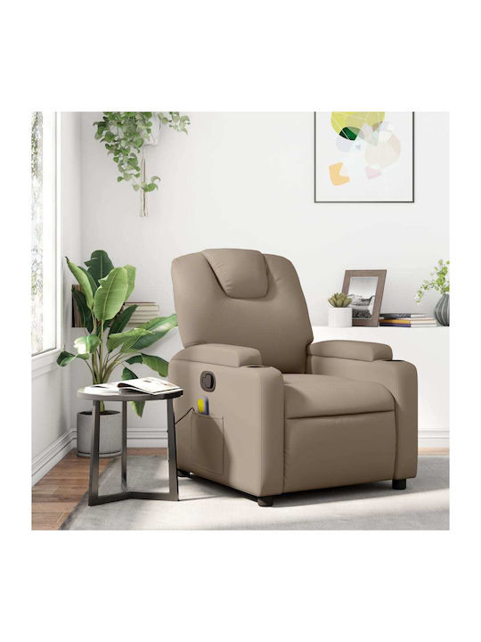 Πολυθρόνα Relax Massage με Υποπόδιο από Δερματίνη Καπουτσίνο 74x88x97cm