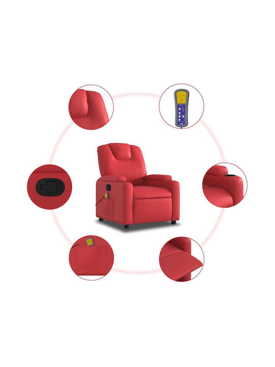 Relax Armchair Massage with Footstool from Leatherette Red 74x89x100cm