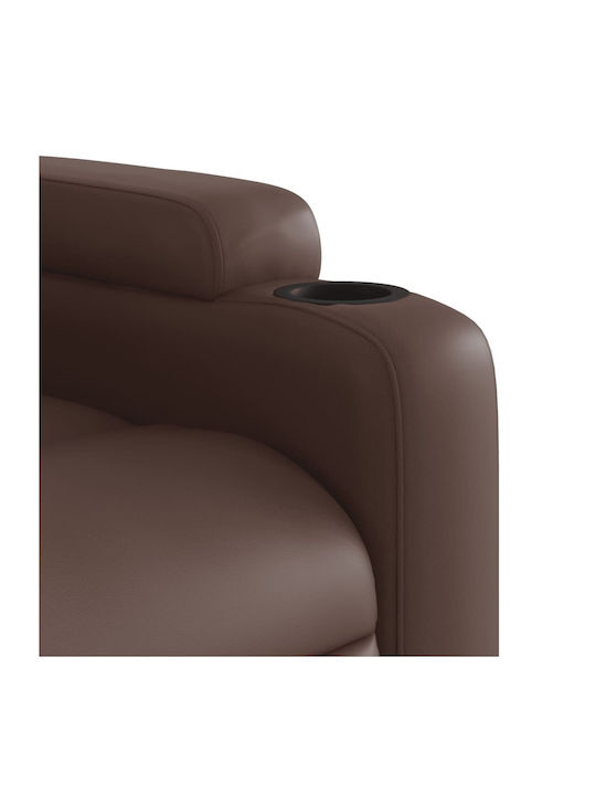 Πολυθρόνα Relax Massage με Υποπόδιο από Δερματίνη Καφέ 74x89x100cm