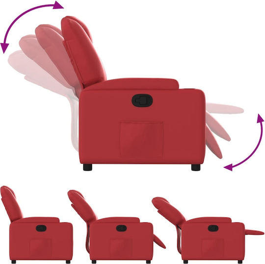 Πολυθρόνα Relax με Υποπόδιο από Δερματίνη Κόκκινη 74x88x97cm