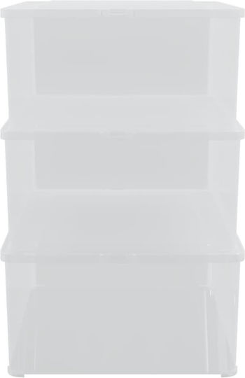 vidaXL Пластмасова Кутия За Съхранение С Капак Прозрачна 37x26x13см 3 Бройки