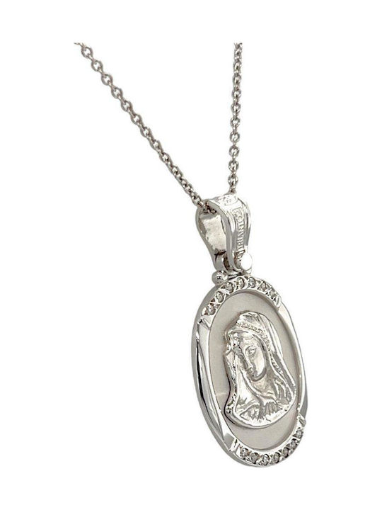 Xryseio Икони Детски Талисман с Дева Мария от Бяло злато 14K FL1139