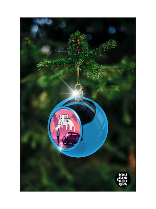 Weihnachtshänger Kugel Ornament Plastik Blau 8cm