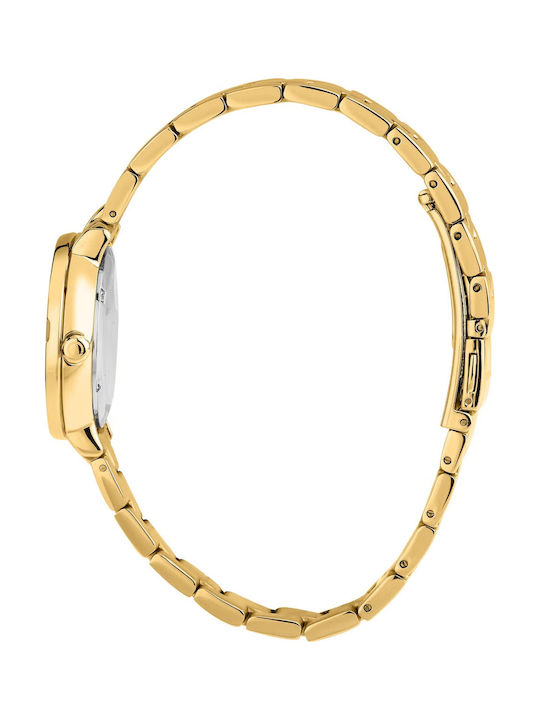 Trussardi T-vision Crystals Γυναικείο Ρολόι 30mm Μπαταρίας με Χρυσό Ατσάλινο Μπρασελέ