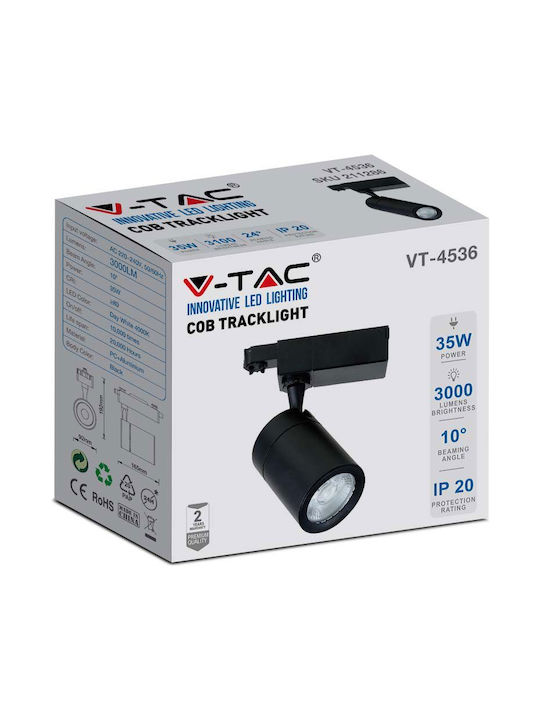 V-TAC Μονό LED Ψυχρό Λευκό Σποτ σε Μαύρο Χρώμα