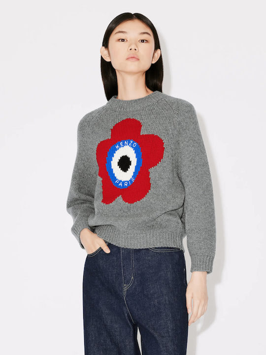 Kenzo Women's Long Sleeve Sweater Woolen Polka Dot grey