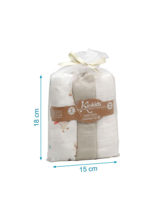 Kiokids Piqué-Swaddle-Tücher 70x70cm. 3Stück