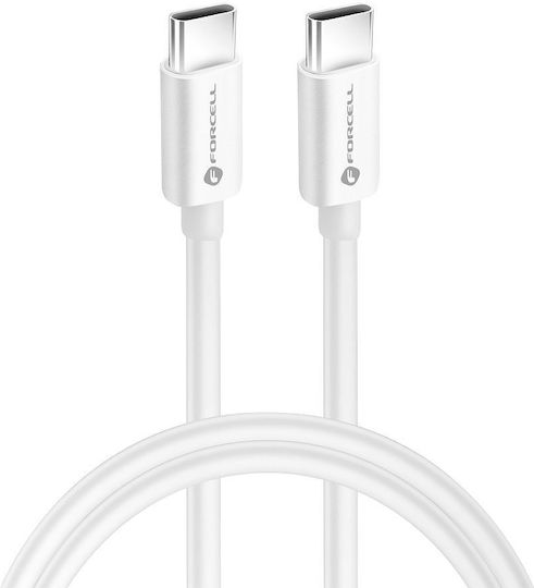 Forcell USB 3.2 USB-C Male - USB-C 60W PD White 0.25m Cable