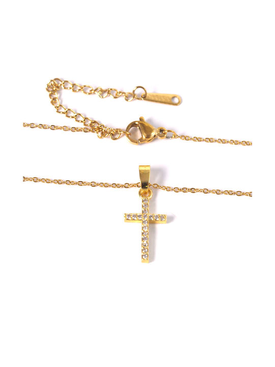 Cross from Gold Plated Steel with Chain