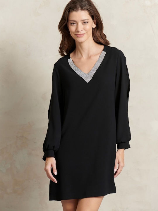 Matis Fashion Mini Dress with Slit Black