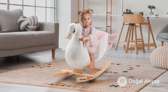 Wellgro Fabric Rocking Toy Swan with Max Load Capacity 40kg Pink