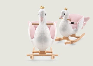 Wellgro Fabric Rocking Toy Swan with Max Load Capacity 40kg Pink