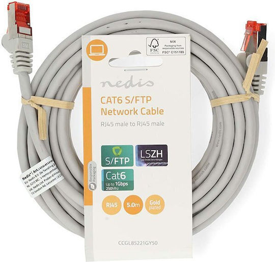 Nedis S/FTP Cat.6 (Gigabit) Καλώδιο Δικτύου Ethernet 5m Γκρι