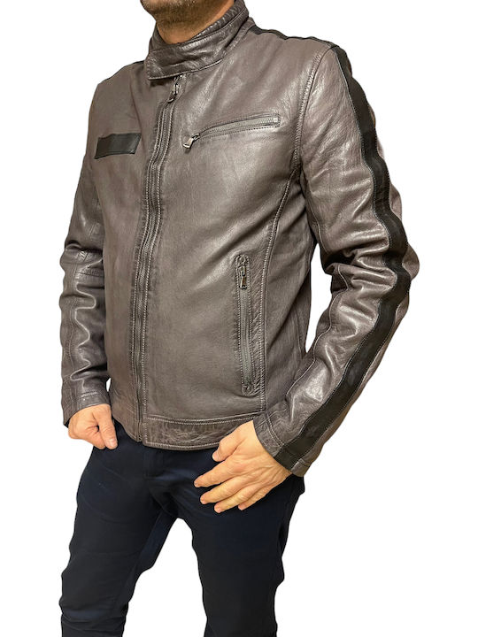 Leather Jacket Biker Charcoal
