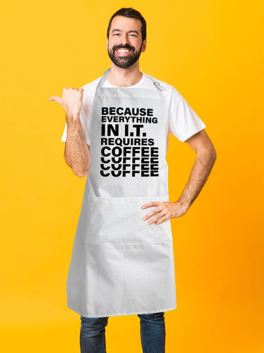 Koupakoupa Because Everything In I.t. Requires Coffee Waterproof Apron Brown