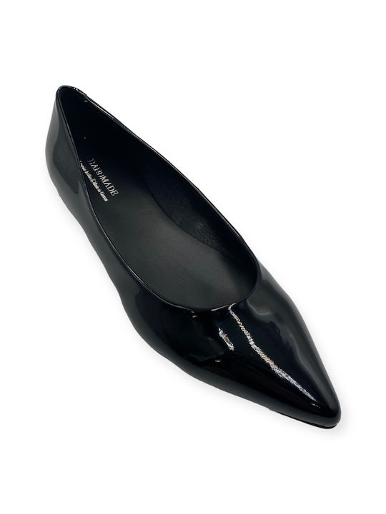 Fashion Beads Patent Leather Ballerinas Black