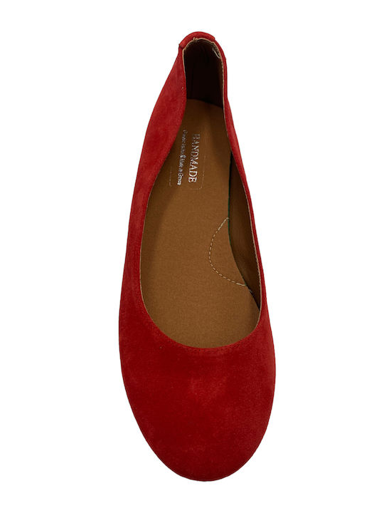 Fashion Beads Lederne Damen Ballerinas in Rot Farbe