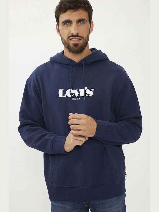 Levi's Men's Sweatshirt with Hood & Pockets Blue