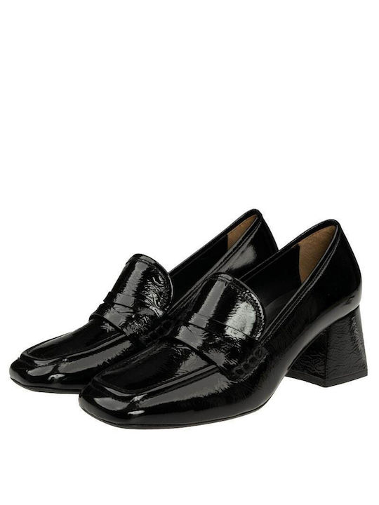 Divide Patent Leather Black Medium Heels