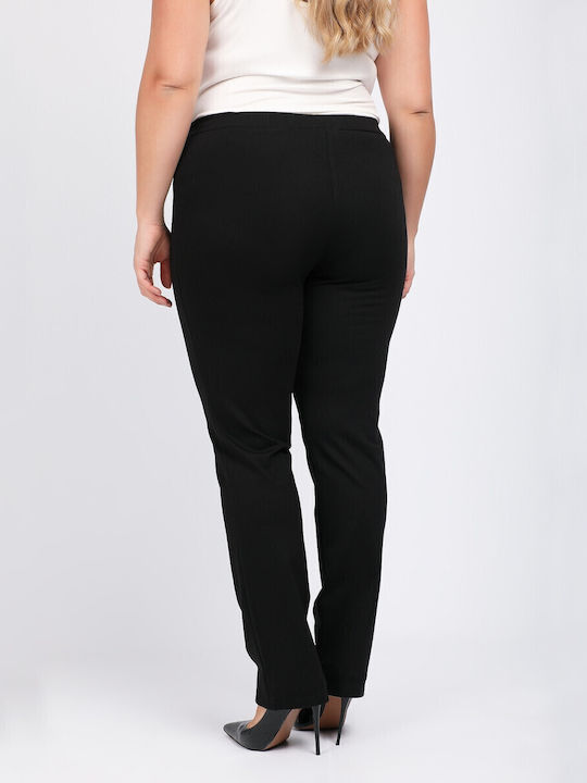 Women's Fabric Trousers with Elastic Black