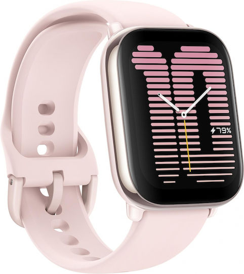 Amazfit Active Aluminium Αδιάβροχο Smartwatch με Παλμογράφο (Petal Pink)