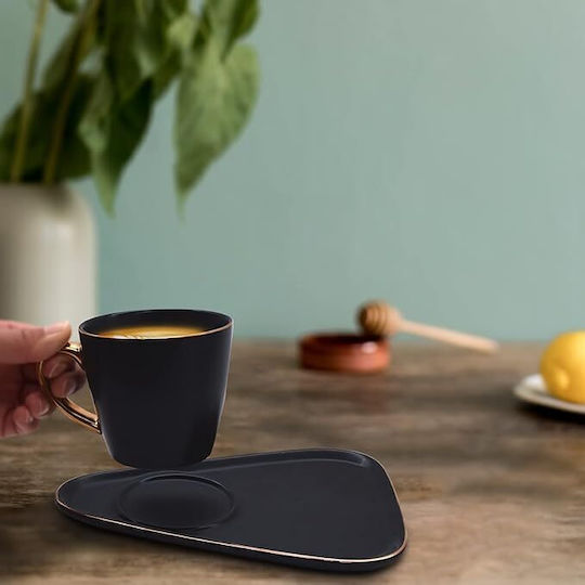 Tasse Kaffee aus Porzellan Schwarz 225ml