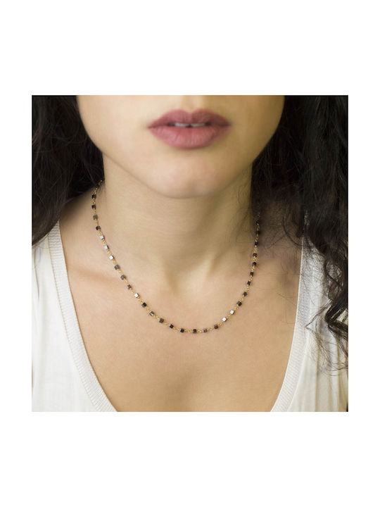 Theodora's Jewellery Necklace Rosary from Gold Plated Silver Gold - Grey