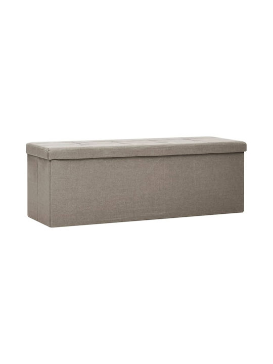 Hocker Für das Wohnzimmer Klappbar Mit Stauraum Gepolstert mit Stoff Πάγκος Τaupe 110x38x38cm