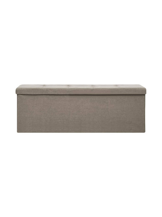 Hocker Für das Wohnzimmer Klappbar Mit Stauraum Gepolstert mit Stoff Bank Τaupe 110x38x38cm