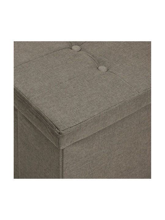 Hocker Für das Wohnzimmer Klappbar Mit Stauraum Gepolstert mit Stoff Bank Τaupe 110x38x38cm
