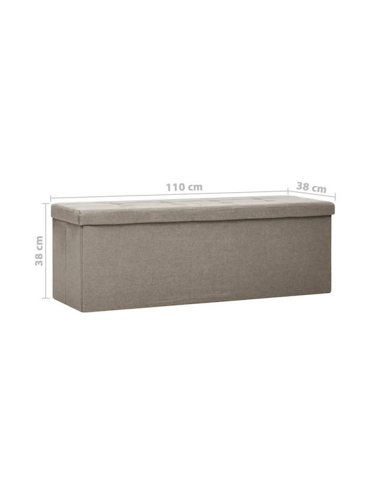 Hocker Für das Wohnzimmer Klappbar Mit Stauraum Gepolstert mit Stoff Bank Τaupe 110x38x38cm