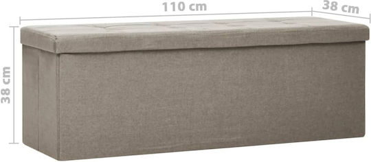 Stool For Living Room Collapsible With Storage Space Upholstered with Fabric Bench Τaupe 110x38x38cm