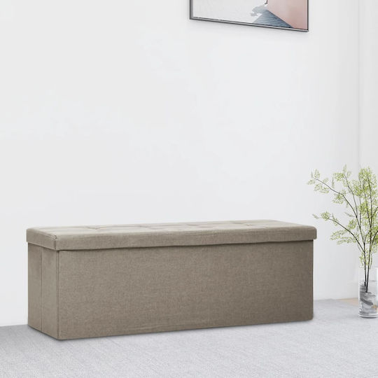Stool For Living Room Collapsible With Storage Space Upholstered with Fabric Bench Τaupe 110x38x38cm