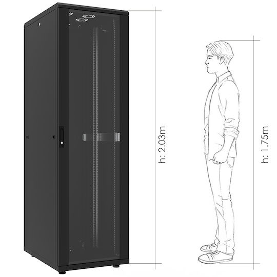 Canovate Επιδαπέδια Καμπίνα Rack 42U 60x80cm Μαύρο CSN-U-9-4268A