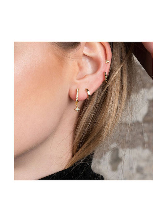 Aleyolé Earrings Hoops made of Silver Gold Plated with Stones