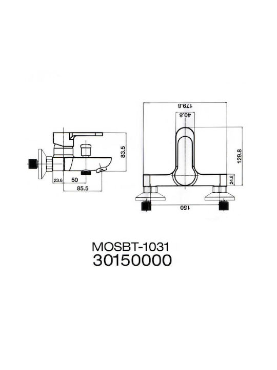 Gloria Moos Mixing Bathtub Shower Faucet Complete Set Silver