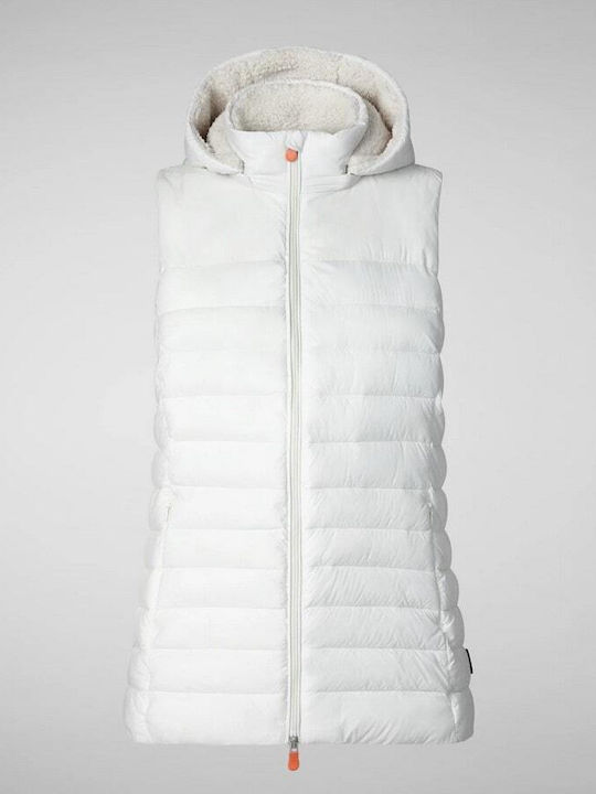 Lungă Jachetă de femei Fără mâneci Puffer Beige